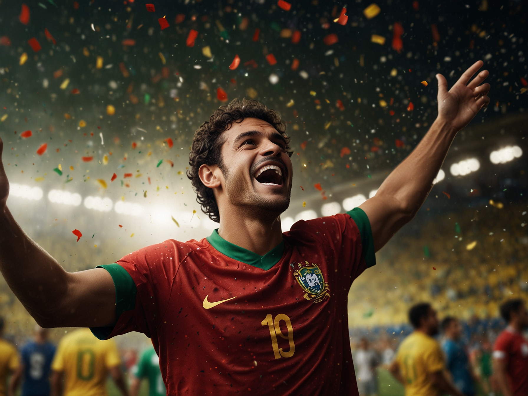 Brazilian sports fan celebrating a win