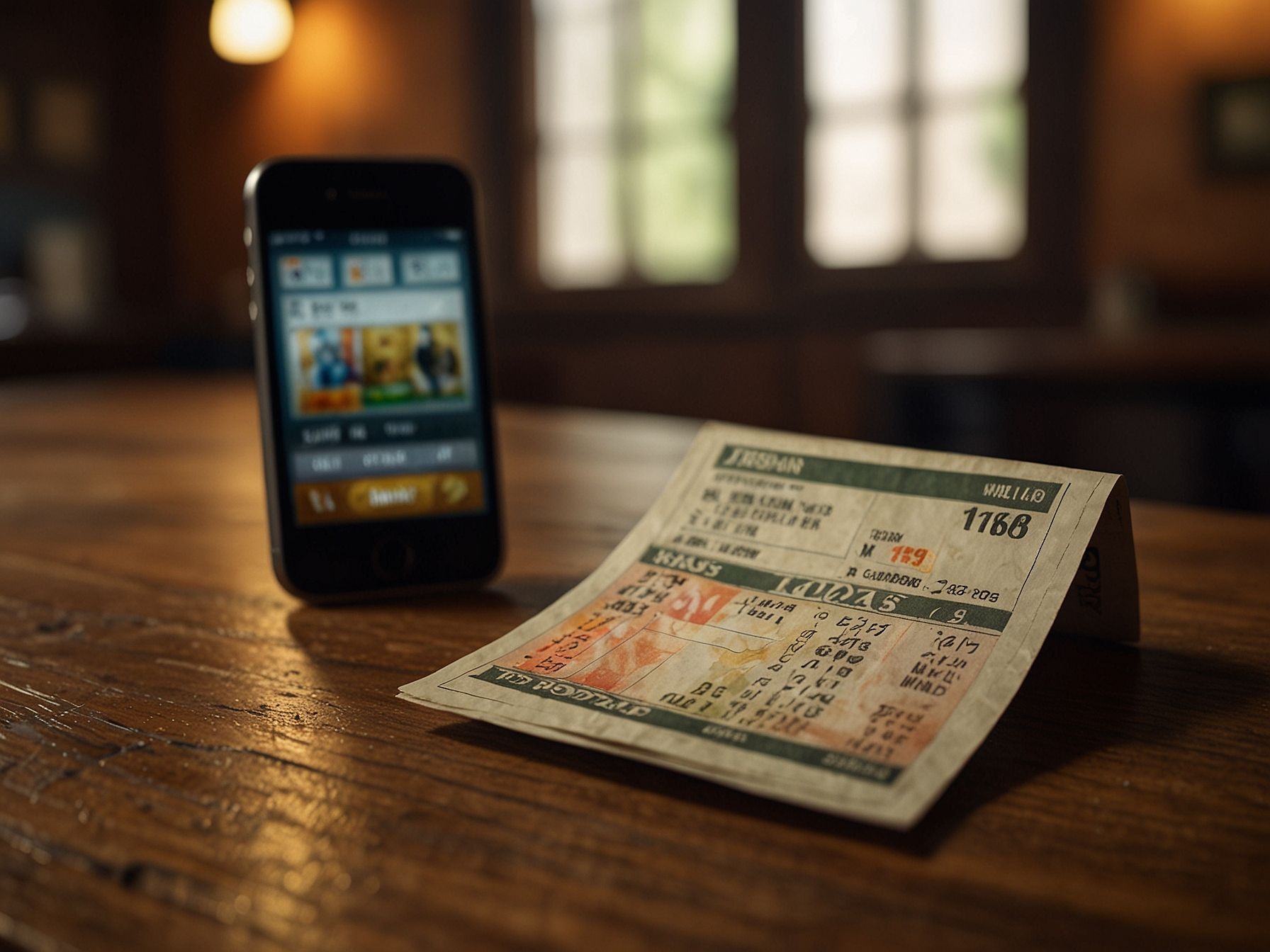 Card payments and mobile phone on betting desk